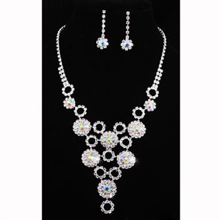 Shining Alloy with Rhinestone Necklace,Earrings Jewelry Set