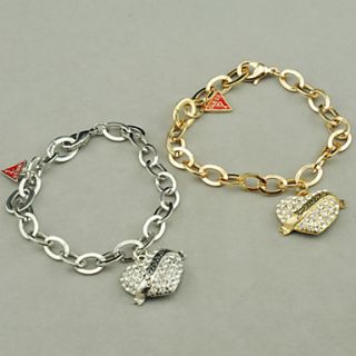 Fashion Alloy Chain With Rhinestone Heart Charm Bracelet for Ladies(More Colors)