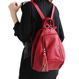 New Synthetic Leather Backpack Handbag Shoulder Bag Rucksack Red/Black