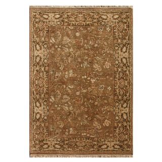 Hand knotted Beige/ Brown Hand Carded, Hand Twisted Wool Rug (10x14)