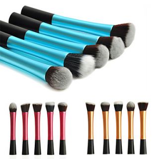 Pro High Quality 5 PCs Synthetic Hair Makeup Blusher/ Foundation/ Powder Brush(3 Color)
