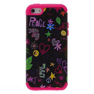 2 in 1 Design Shimmering Heart shape and Flowers Pattern Protective Case for iPhone 5/5S