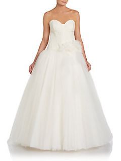 Paris Floral Tulle Ball Gown   Ivory
