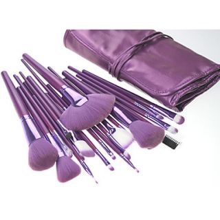 Pro High Quality 21 PCs Nylon Hair Makeup Brush Set with Purple Pouch