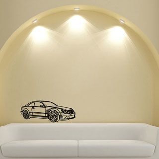Mercedes Benz Coupe Car Wall Art Vinyl Decal Sticker (Glossy blackEasy to apply, instructions includedDimensions 25 inches wide x 35 inches long )