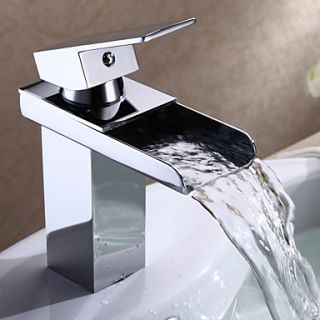 Modern Single Handle Waterfall Bathroom Sink Faucet (Chrome Finish)