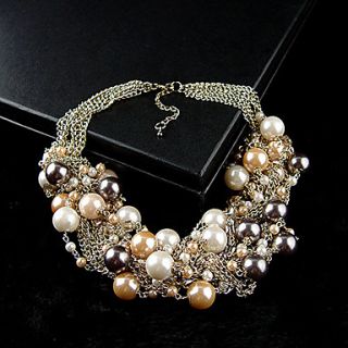 Elegant Imitation Pearl Bib Necklace