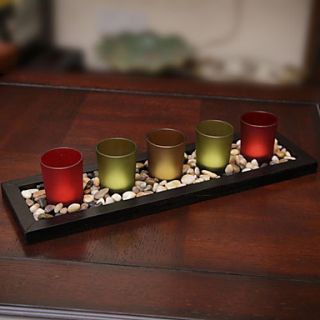 3H Country Style Multicoloured Glass Votive Candle Holders(5 PCS)