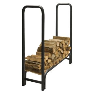 Pleasant Hearth LS938 Outdoor Steel Log Rack with Optional Cover   Black  