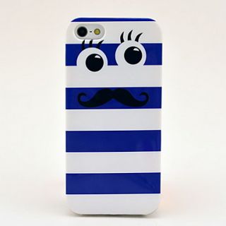 Blue Cute Mustache Pattern Soft Tpu Imd Case for iPhone 5/5S