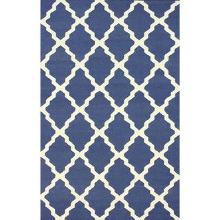 Nuloom Hand hooked Moroccan Trellis Flatweave Blue Wool Rug (76 X 96) (IvoryPattern AbstractTip We recommend the use of a non skid pad to keep the rug in place on smooth surfaces.All rug sizes are approximate. Due to the difference of monitor colors, so