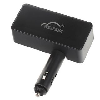 WEIFENG WF 046 1 to 3 Car Cigarette Lighter Power Splitter Adapter w/ USB Output   Black (12~24V)