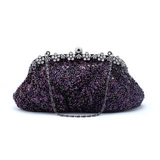 Kaunis WomenS Fashion Diamond Beaded Evening Bag(Purple)