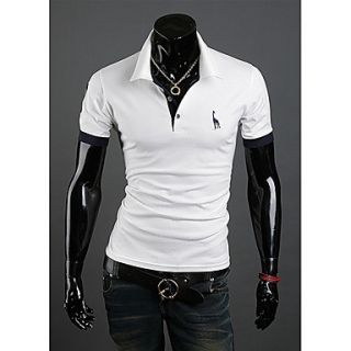 Langdeng Casual Short Sleeve Polo Shirt(White)
