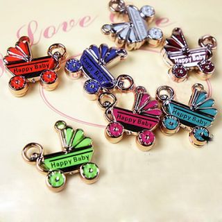 Baby Carriage Acrylic Pendant for Baby Shower   Set of 12 (Random Colors)