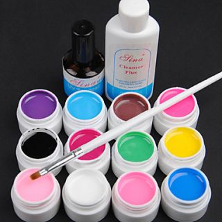 15PCS 12 Color 8ML Transparent Pure Color UV Gel Nail Art Set B