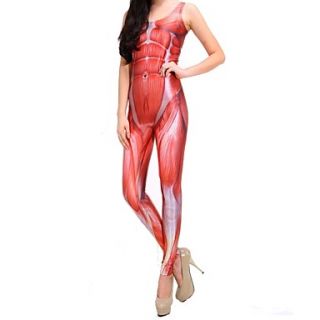 Elonbo Womens Digital Painting Muscle Style High Waisted Stretchy Slim Jumpsuit Bodysuit
