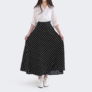 Womens Summer New Retro Polka Dot Long Skirt