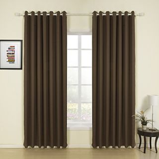 (One Pair Grommet Top) Contemporary Solid Bamboo Fiber Room Darkening Curtain