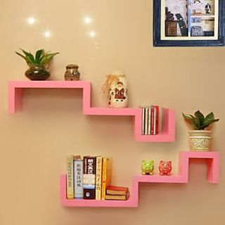 Modern Carbon Fiber Pink Creative Wood Hanging Storage Shelf (1 Piece)
