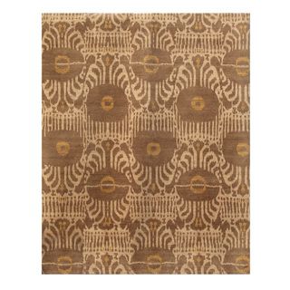 Hand knotted Gold/ Yellow Hand Carded Wool Rug (10x14)