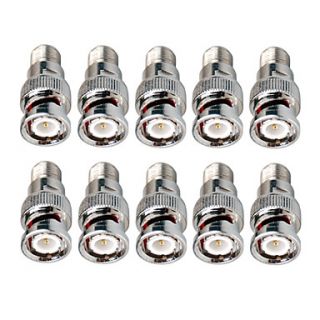 CCTV BNC Male to F Type Female Coax Connector for Security System (Pack of 10)
