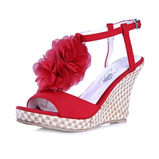 Fabric Upper Wedge Heel Sandals With Flower Party Shoes(1247 DS578 2)More Colors Available