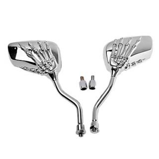 Motorcycle Remould Parts Skeleton Hands Rearview Mirror With 6 Screws (Silver)