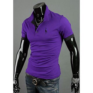 Langdeng Casual Short Sleeve Polo Shirt(Purple)