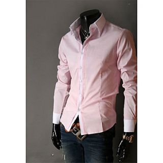 Langdeng Casual Slim Fashion Long Sleeve Shirt(Pink)