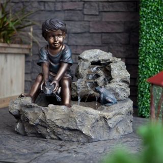 Alpine Boy At Play Indoor/Outdoor Fountain with Light Multicolor   WCT432