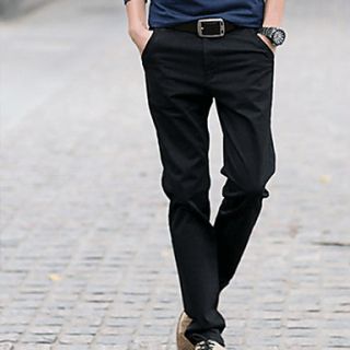 GABIERS Mens Korean Casual Cotton Skinny Pants (Black)
