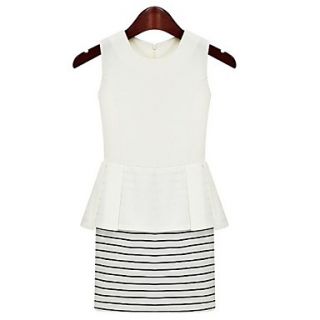 Womens Full Size Chiffon Stripe Midi Dress