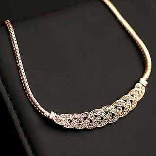 Shining Korean Elegant Alloy Full Diamond Necklace (Gold)