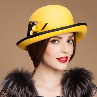 Unique Wool Women Wedding/Party/Outdoor Hat With Feather(More Colors)