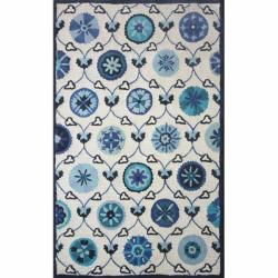 Nuloom Handmade Spanish Mosaic Ivory Wool Rug (76 X 96) (BluePrimary Material WoolPile Height 0.65 inchesStyle ContemporaryPattern CasualTip We recommend the use of a non skid pad to keep the rug in place on smooth surfaces.All rug sizes are approxim