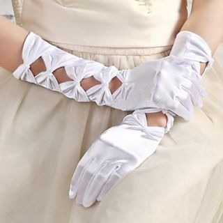 Sexy Stretch Satin Black and White Cut Out Elbow Length Gloves with Pearls