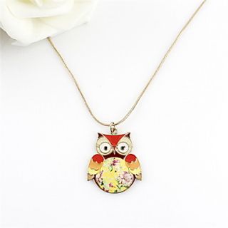 Kayshine Womens red Cute Owl Pendant Alloy Enamel Necklace
