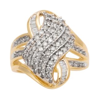 1 CT. T.W. Diamond 10K Yellow Gold Freeform Cocktail Ring, Womens