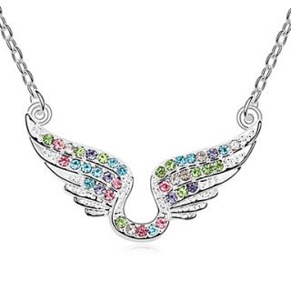 Xiaoguo Womens Lovely Cupid Wings Crystal Necklace(Screen Color)