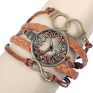 Shining Infinity Style Vintage Watch Pattern Handmade Leather Bracelet (Screen Color)