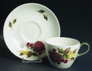 Wedgwood Covent Garden (Green On Edge, Tk605) Flat Cup & Saucer Set, Fine China
