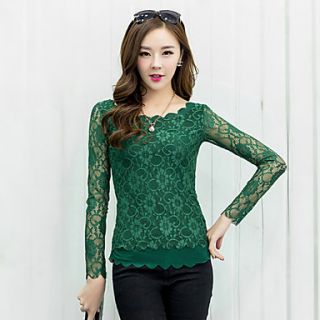 BeiYan Womens Simple Cut Out Sleeve Lace T Shirt(Screen Color)