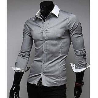 HKWB Casual Contrast Color Check Shirt(Gray)