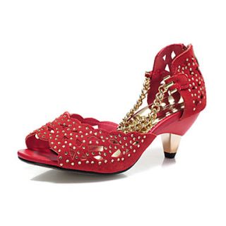 MLKL Diamond Waterproof Sandals Fish Head With Hollow Thin Heel Red Shoes In 301
