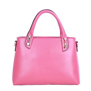 Global Freeman Womens European Free Man Simple Solid Color Two Uses Leather Tote(Pink)