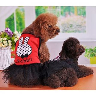 Petary Pets Cute Rabbit Pattern Cotton Mesh Ball Gown Dress For Dog