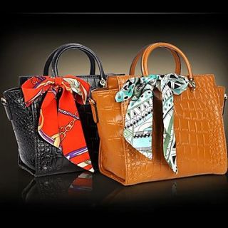 Womens Classical Style Crocodile Pattern Genuine Cowhide Leather Handbags Totes