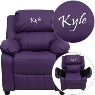 Flash Furniture Personalized Deluxe Vinyl Kids Recliner with Storage Arms  