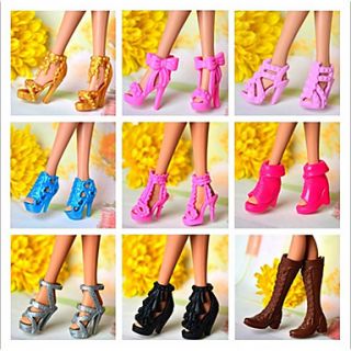 9 Pcs Barbie Doll Elegant Party Queen Style PVC Shoes